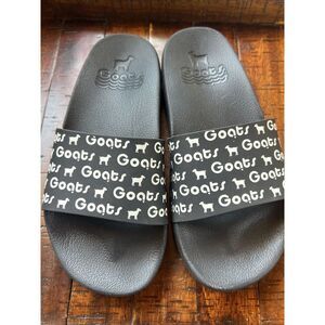 GOATS Black White Logo Comfortable Slip On Slide Sz 3 Y Kids‎ Sandals